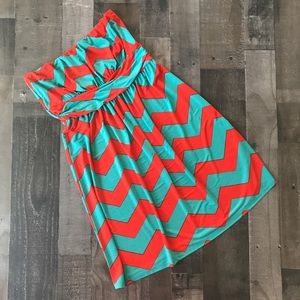 Chevron Boutique Strapless Dress